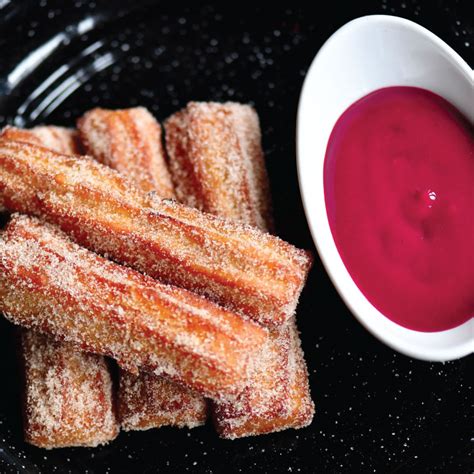 Churros With Strawberry Sauce Rojo Gusano Mexican Restaurant And