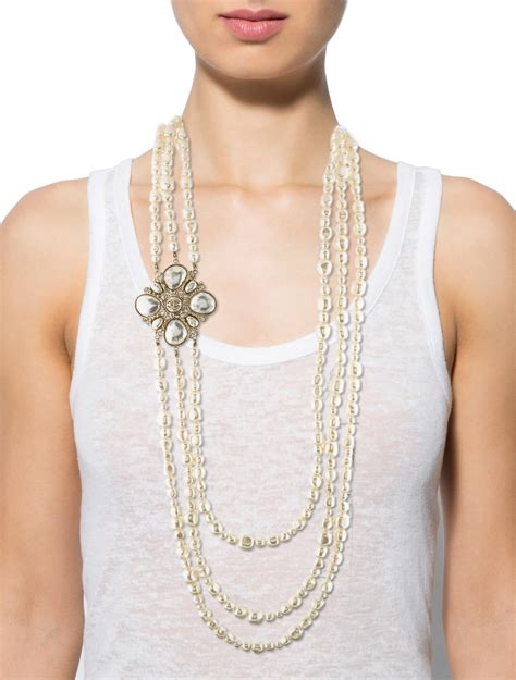 Chanel Multi Strand Faux Pearl Necklace Necklaces Cha The