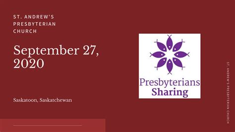 September 27 2020 Presbyterian Sharing Sunday Service 2020 St
