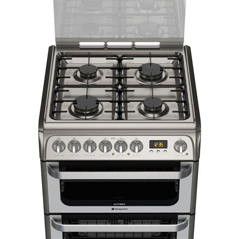 Hotpoint Hud61xs Ultima 60cm Double Oven Dual Fuel Cooker Stainless