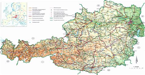 Large Detailed Road Map Of Austria With Relief Austria Europe