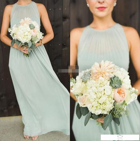 Elegant Sage Green Chiffon Long Bridesmaid Dresses