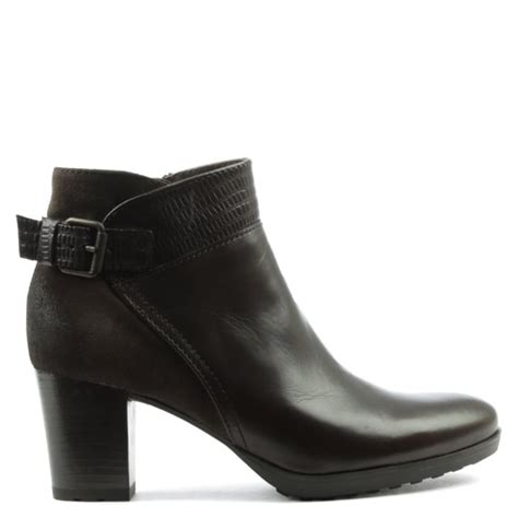 Manas Brown Leather Low Platform Buckled Ankle Boot