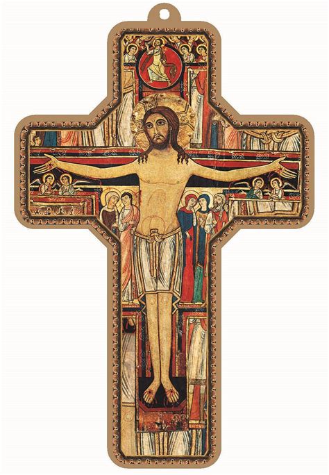 San Damiano Crucifix Red And Gold Iconic Style 3 12 X 5 Italy
