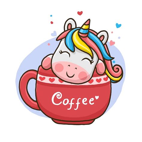 Premium Vector Cute Unicorn In Coffee Cup Isolated On White Background