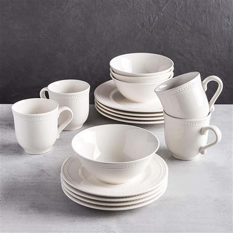 Thomson Pottery Pearlina Stoneware Dinnerware Set Of 16 White