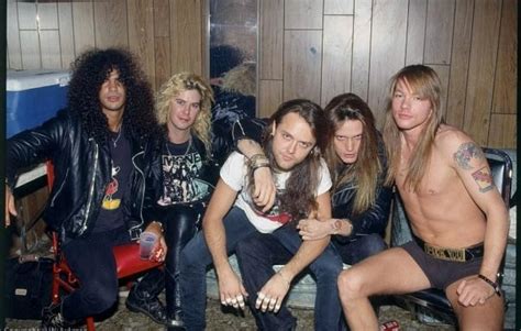 Slash Duff Mckagan Lars Ulrich Sebastian Bach And Axl Rose 1990