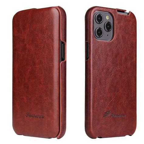 Genuine Leather Vertical Flip Cover Case For Apple Iphone 11 12 13 Pro