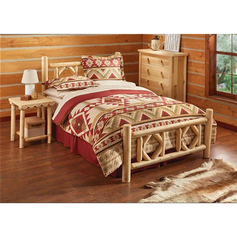 Castlecreek Diamond Cedar Log Bed Queen 297898 Bedroom Sets At