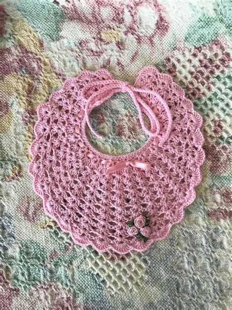 Vintage Syle Bib Crocheted By Me In Cotton Thread Crochet Baby Bibs