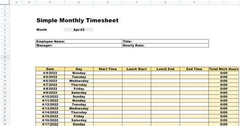 Free Monthly Timesheet Templates Traqq Blog