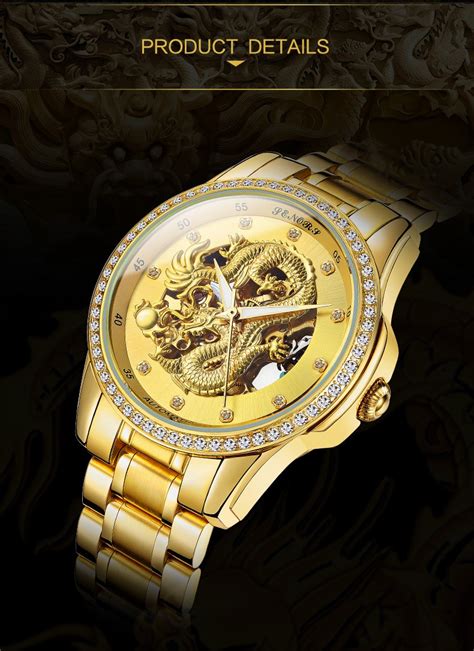 2017 Luxury Brands Roles 22k Men Mechanical Automatic Gold Dragon Dial