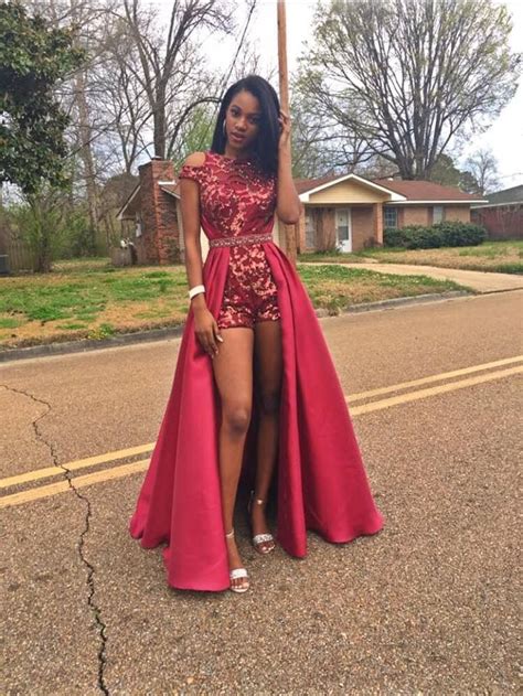 prom2k19 blackgirl amazing in red 💯 prom dresses black girl grey evening dresses high low