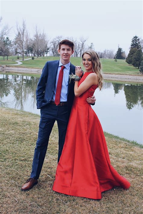 Prom Poses Prom Pictures Date Red Dress Navy Suit Succulent Prom