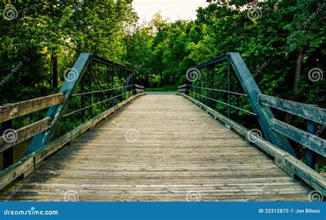 Old Wooden Bridge Over A Creek In Southern York County Pa Stock Image