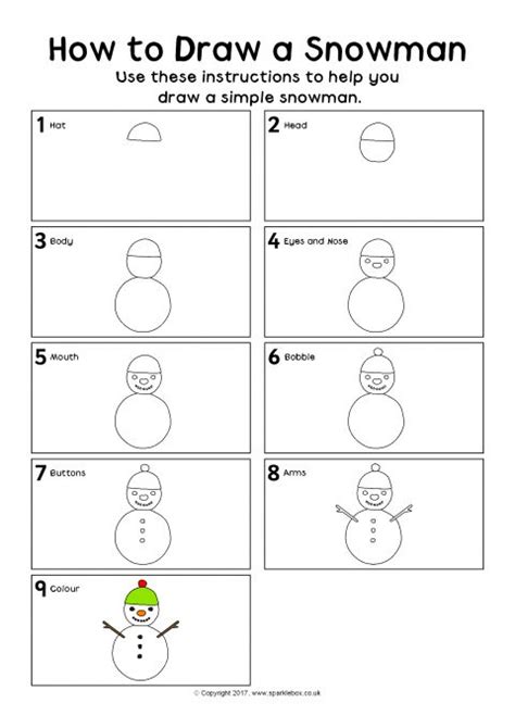 How To Draw A Snowman Instructions Sheet Sb12147 Sparklebox