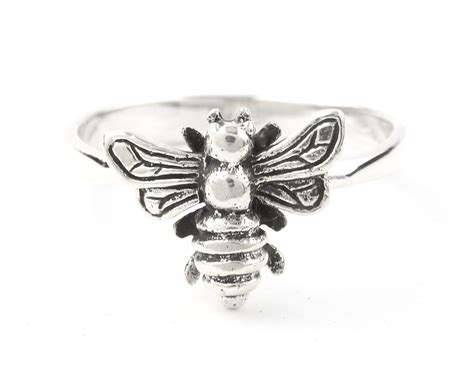 sterling silver bee ring bee hive honeycomb ring honey bee ring bumble bee nature boho