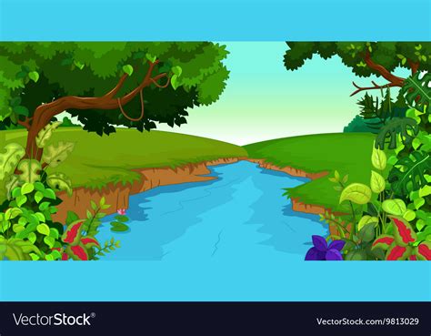 Forest Background With River Royalty Free Vector Image