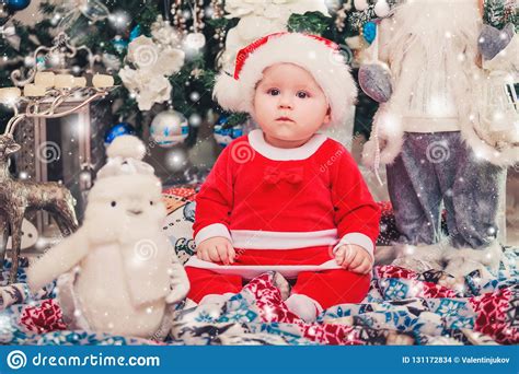 Baby First Christmas New Year Holidays Baby With Santa Hat With T