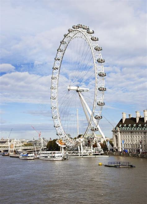 Landscape Of Thames River And The Giant Ferris Wheel London Eye In