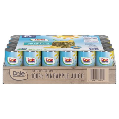 24 Cans Dole All Natural 100 Pineapple Juice 6 Fl Oz