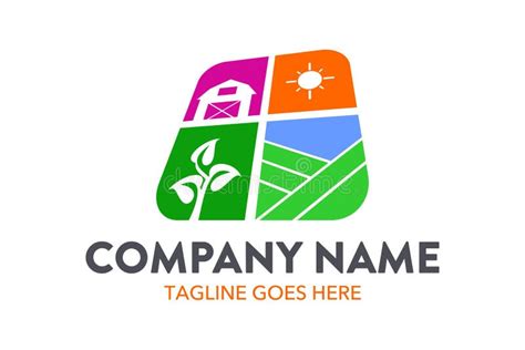 Unique Agriculture And Farming Landscape Logo Template Stock Vector