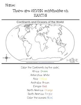 7 Continents Coloring Page by Miss Way's Classroom | TpT
