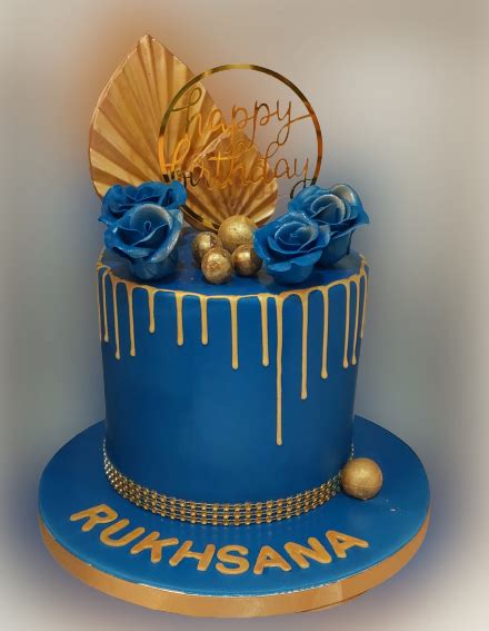 Blue And Gold Themed Birthday Cake Nc573 Cake Boutique