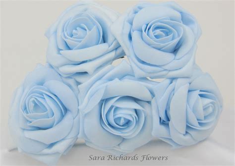 Classic Open Rose 9cm In Baby Blue Sara Richards