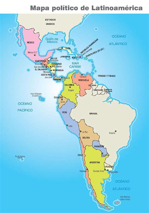 Mapa Político De América Latina Mapa De America Latina Mapa De