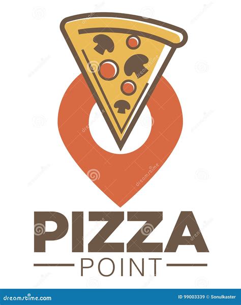 Pizza Point Cafe Promotional Logotype With Piece Of Italian Dish Stock