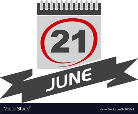21 June Calendar With Ribbon Royalty Free Vector Image