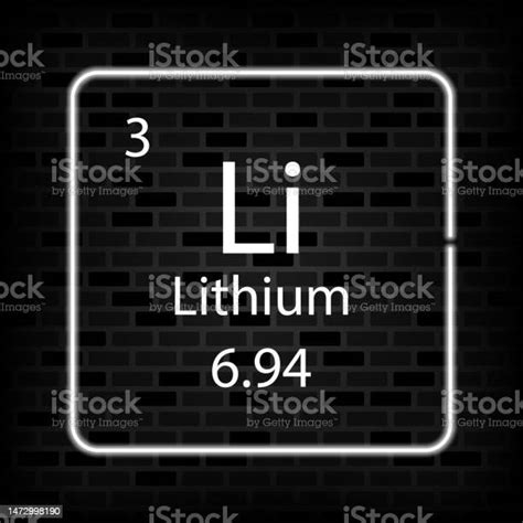 Simbol Lithium Neon Unsur Kimia Dari Tabel Periodik Ilustrasi Vektor