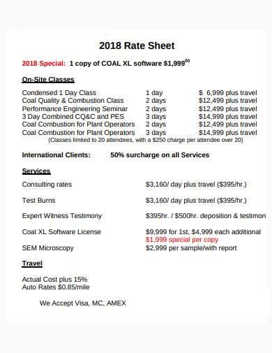 Free 4 Consultant Rate Sheet Samples In Pdf Ms Word