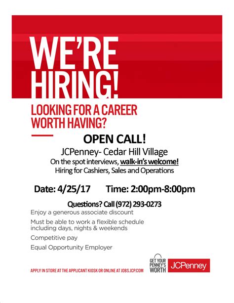 Jcpenney Hiring Event Cedar Hill Village April 25