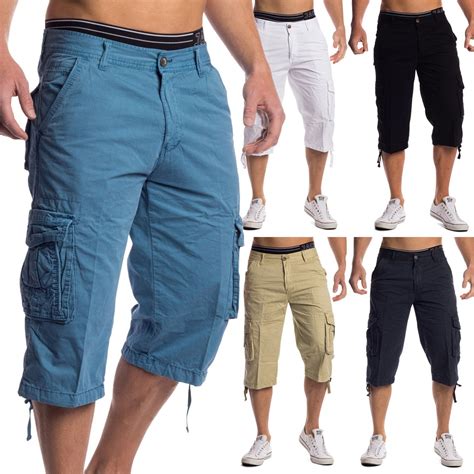 Men Capris Shorts Pants Cargo Shorts Capri Cotton Bermuda