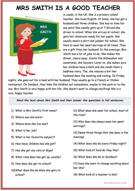 The Present Simple Tense With Mr Cooper And Mrs Smith English Esl