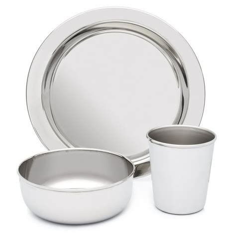 Stainless Steel Dish Set For Kids With Plate Bowl And Cup Bpa Free