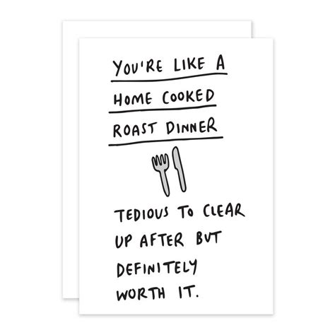 You Are Like A Roast Dinner Funny Romantic Card By Veronica Dearly