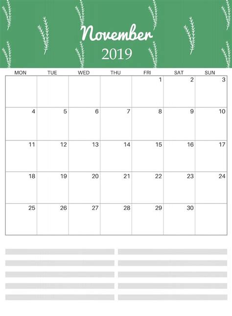 Free Printable November 2019 Calendars For Usa With Holidays