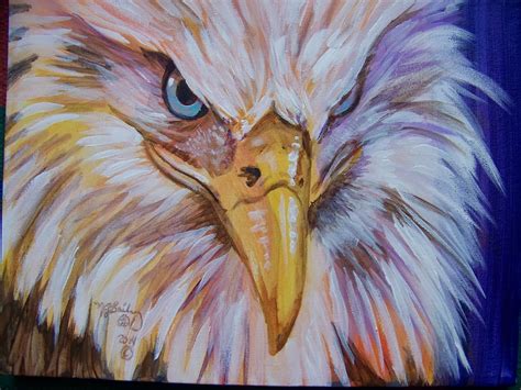 Bald Eagle In Acrylic 9x12 On Gallery Wrapped Canvas By Nancy J