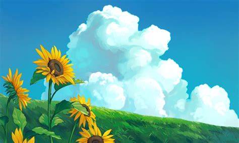 Anime Sunflowers Wallpapers Wallpaper Cave