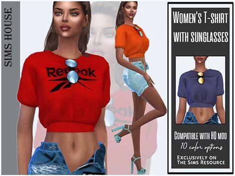 Womens T Shirt With Sunglasses By Sims House At Tsr Sims 4 Updates