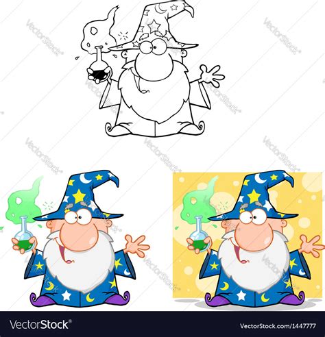 Crazy Wizard Holding A Magic Potion Collection Vector Image