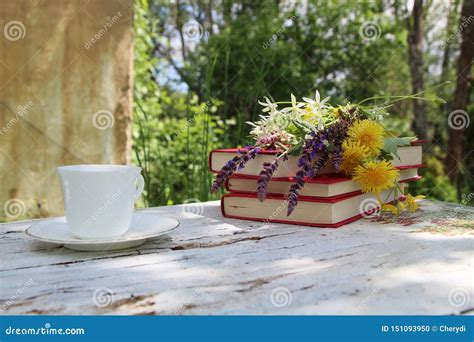 Retro Still Life In A Rural Garden Full Of Flowers Stock Photo Image