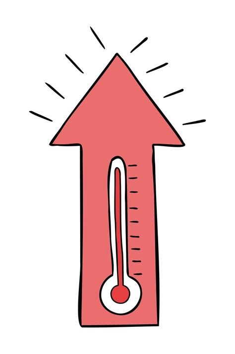 Cartoon Vector Illustration Of Thermometer High Air Temperature And Up