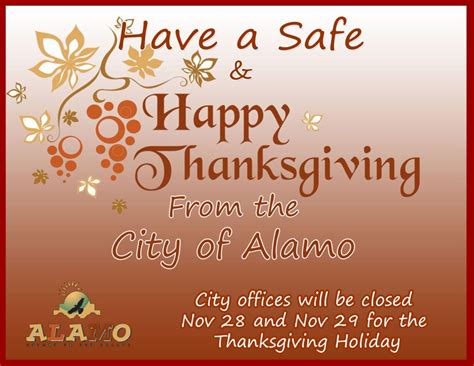 City Offices Closed Thanksgiving Holiday City Of Alamo