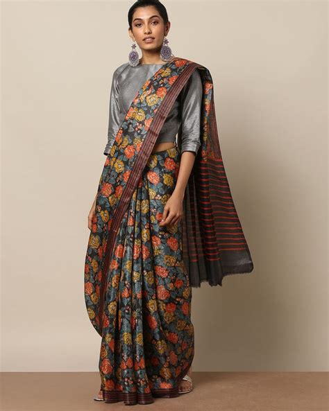 And You Will Be Floored Black Saree Designs Cotton Saree Blouse Designs Plain Saree Chic