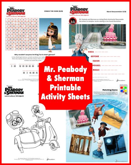 Mr Peabody And Sherman Printable Bookmarks Activity Sheets Disney My Xxx Hot Girl