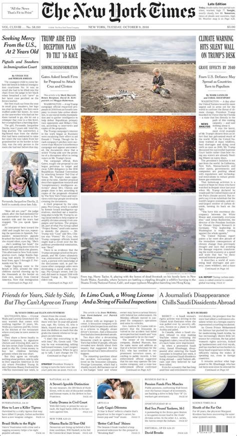 Periódico New York Times Usa Periódicos De Usa Toda La Prensa De